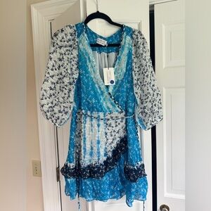 Tanya Taylor Blue and White Floral Dress